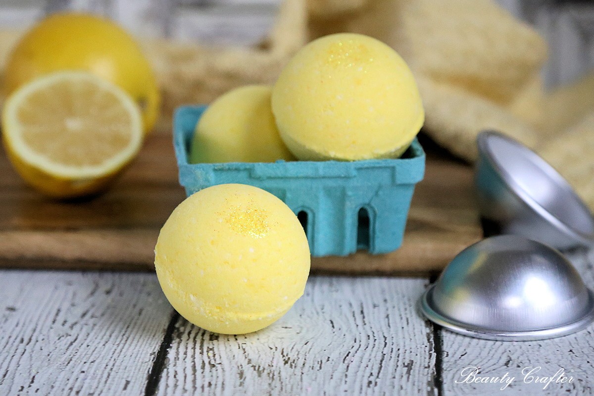 Lemon Bath Bombs with bath bomb mold and fresh lemons
