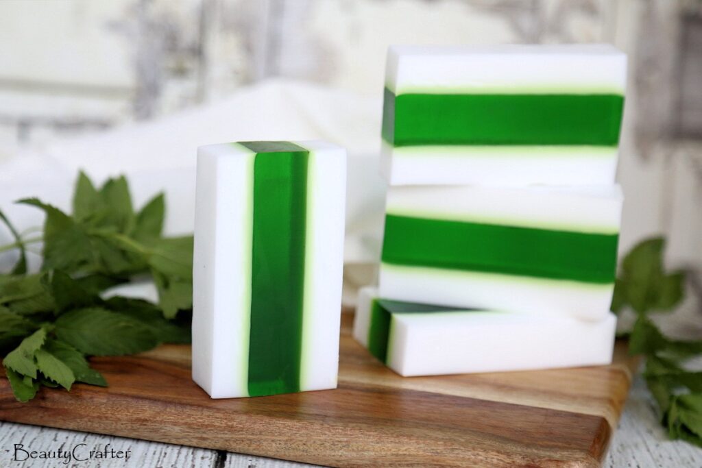 Creamy Vanilla Mint Soap Recipe with Glycerin Stripe Beauty Crafter