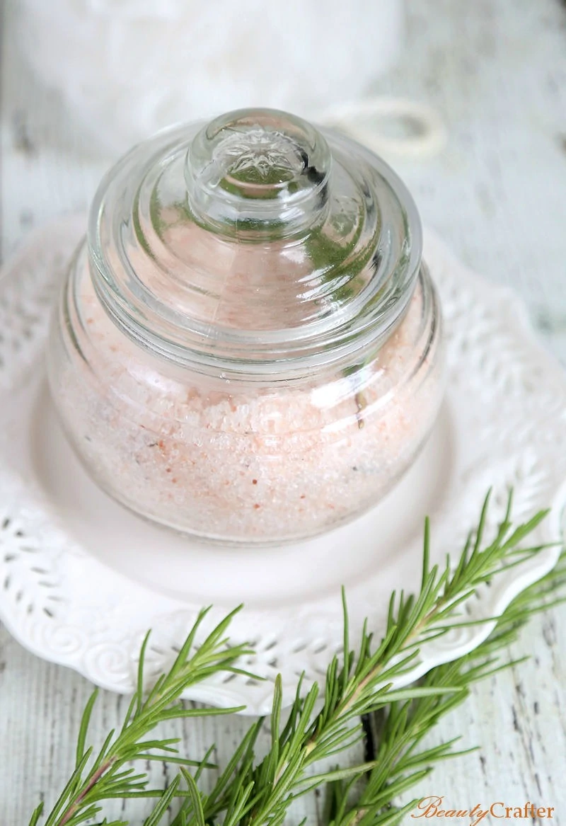 Rosemary Bath Salts Recipe with Pink Himalayan Sea Salt