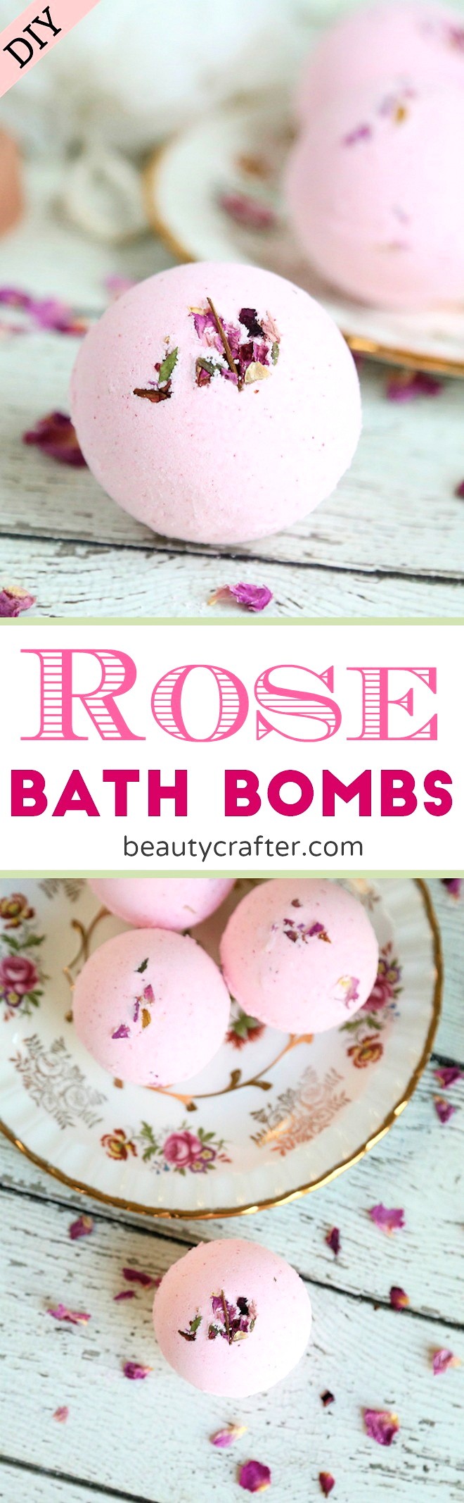 DIY Rose Bath Bombs recipe #bathbombs #rose #roses #romance #bridal #valentines