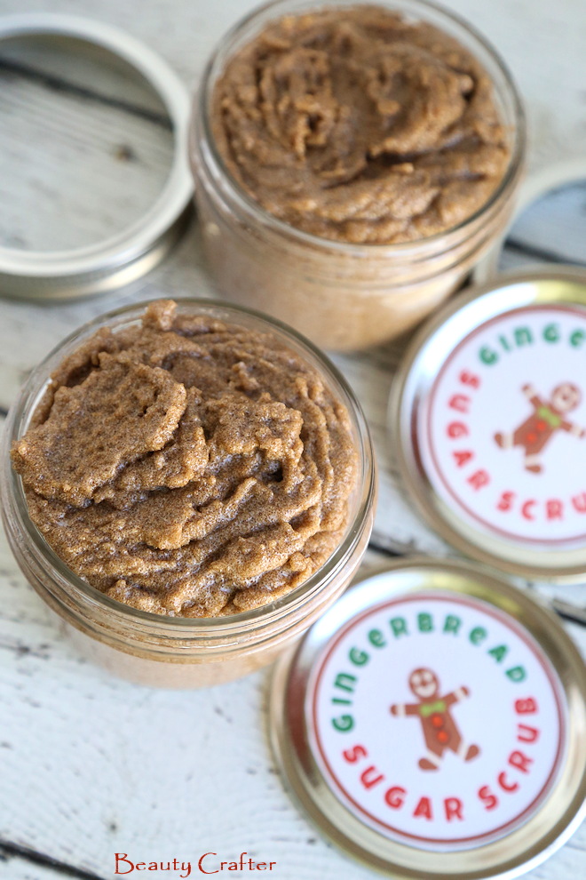 Gingerbread Sugar Scrub Recipe in jars
