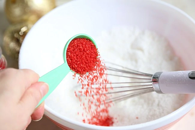 red sprinkles for peppermint bathbombs
