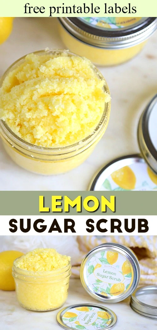 Lemon Sugar Scrub met gratis afdrukbare etiketten