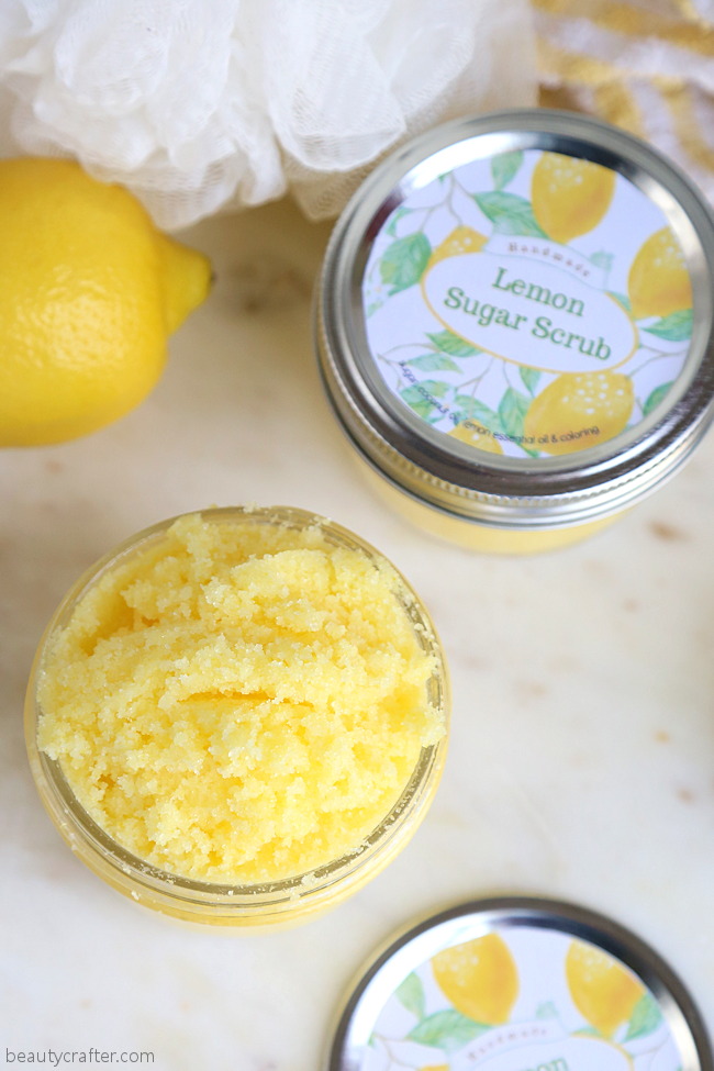 Lemon Sugar Scrub with labels