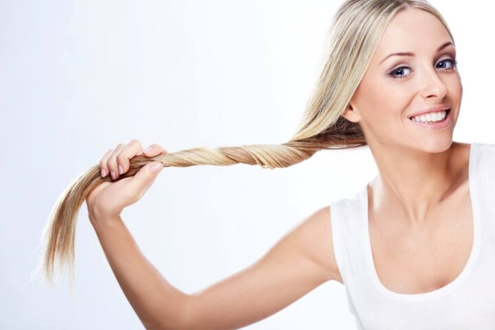 collagen for hair growth, girl with long silky hair