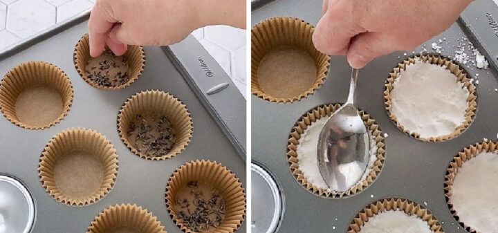 formimg the tablets in lined muffin tin