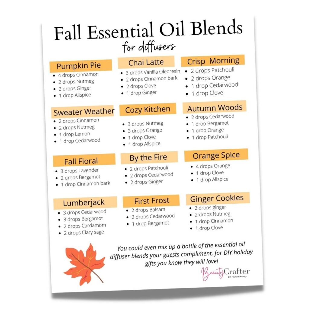 Printable Fall Essential Oil Diffuser Blends