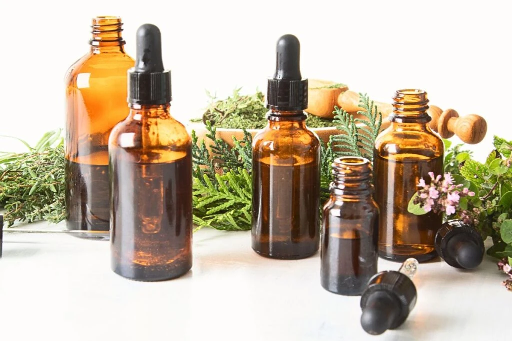 essential oils in bottles